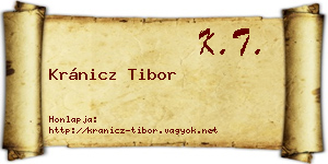 Kránicz Tibor névjegykártya